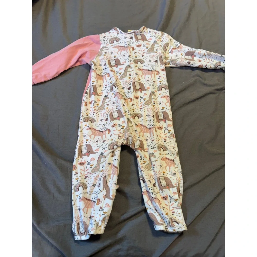 Hoolies Kids Pink White Elephant Giraffe Cotton Zipper Sleeper 6-12 Months